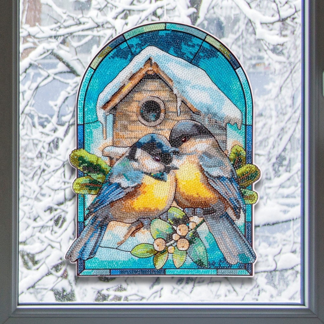 Timanttimaalaus XL ikkunakoriste PIKKULINNUT 27,3x35,5cm - Image 2