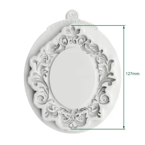 Katy Sue Designs Cosmic Shimmer – Large Oval Vintage Frame Silicon Mould silikonimuotti3
