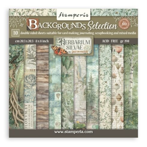 Stamperia – Herbarium Silvae Backgrounds paperilajitelma 20 x 20 cm