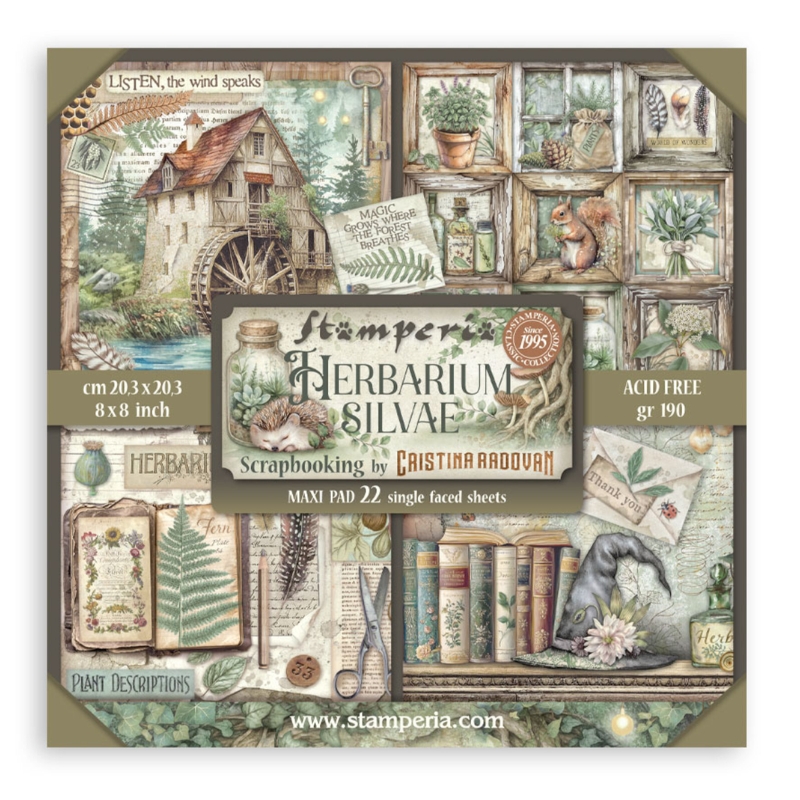 Stamperia – Herbarium Silvae Maxi paperilajitelma 20 x 20 cm