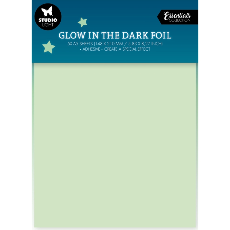 Studio Light Glow In The Dark Foil (GITD) – Pimeässä hohtava tarrakalvo A5 (5 kpl)