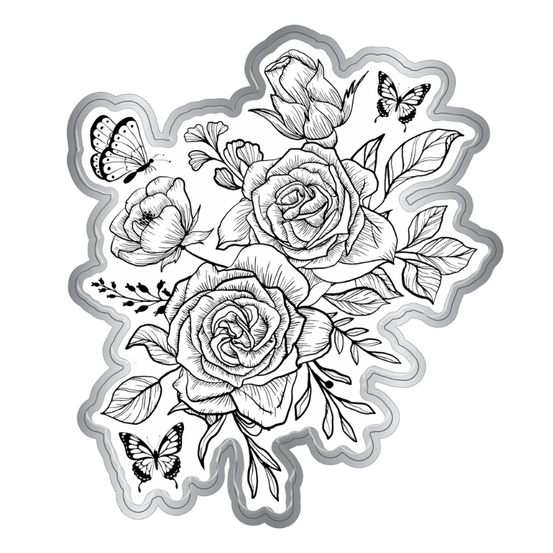 Crafter’s Companion Stamp and Die stanssi ja leimasin – BUTTERFLY & ROSE BLOOMS - Image 5