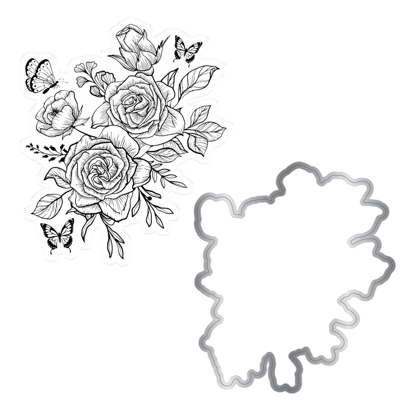 Crafter’s Companion Stamp and Die stanssi ja leimasin – BUTTERFLY & ROSE BLOOMS - Image 6