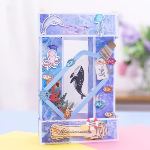 Crafters Companion Stencil and Die stanssi ja sapluuna MESSAGE IN A BOTTLE 4