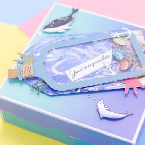Crafters Companion Stencil and Die stanssi ja sapluuna MESSAGE IN A BOTTLE 5