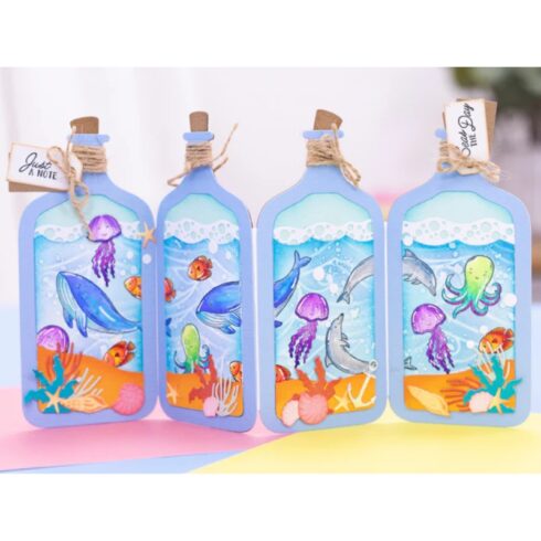Crafters Companion Stencil and Die stanssi ja sapluuna MESSAGE IN A BOTTLE 6