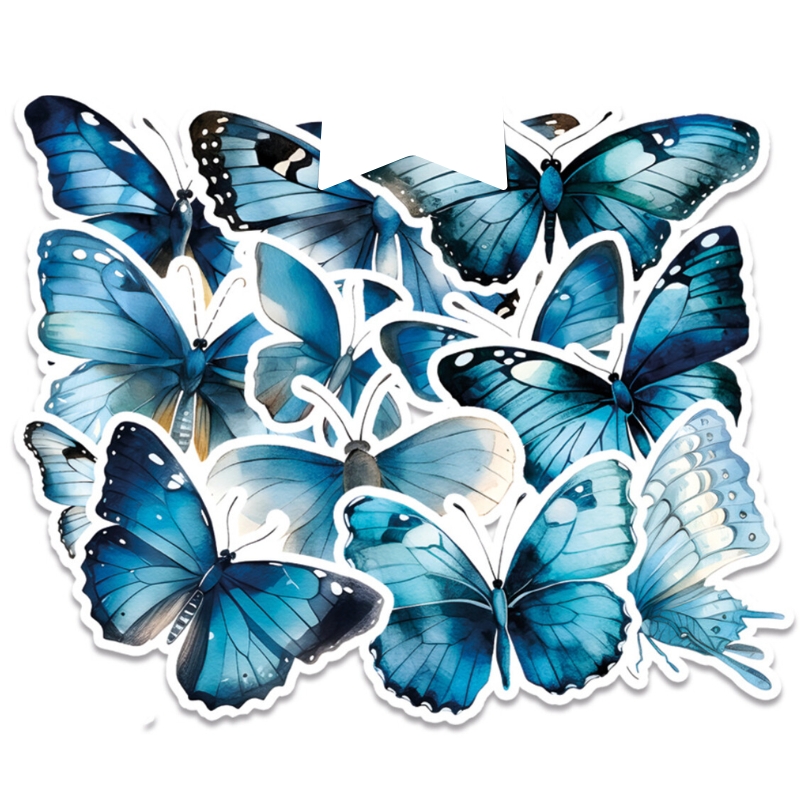 Paper Favourites Die-Cuts – Blue Butterflies leikekuvat (23 kpl)