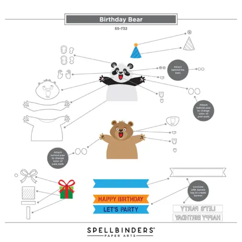 Spellbinders stanssi Sending Hugs BIRTHDAY BEAR