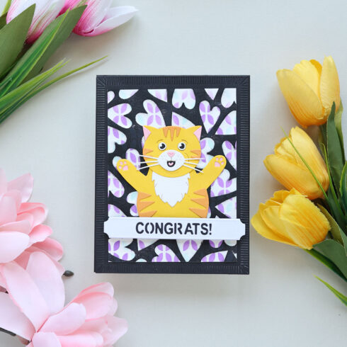 Spellbinders stanssi Sending Hugs CONGRATS CAT4
