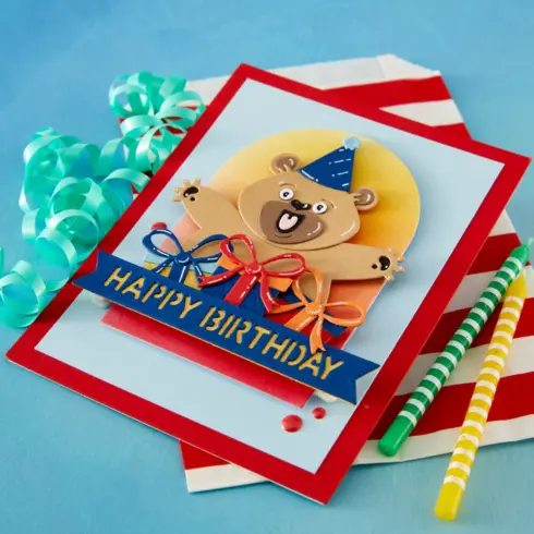 Spellbinders stanssi – Sending Hugs BIRTHDAY BEAR2