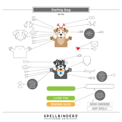 Spellbinders stanssi – Sending Hugs DARLING DOG3