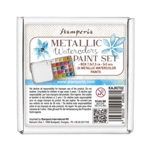 Stamperia Metallic Watercolors Paint Set Metallivesivarit 75 x 75 cm 24 kpl 2