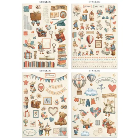 Stamperia – Family Junk Journal Stickers Backgrounds Cut Outs lehtio 16 kpl