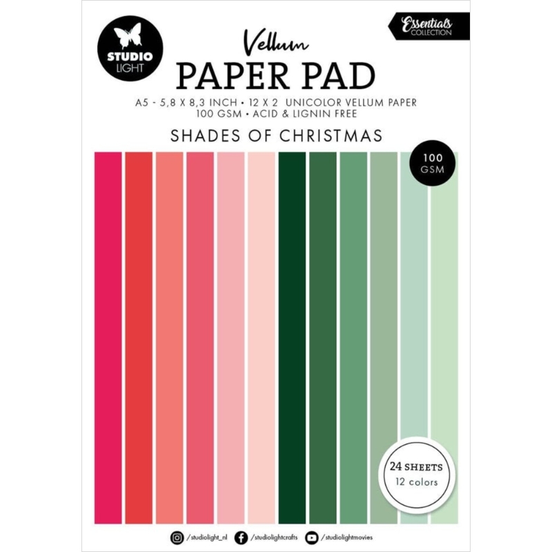 Studio Light – Vellum Shades of Christmas kuultopaperi A5 (24 kpl)