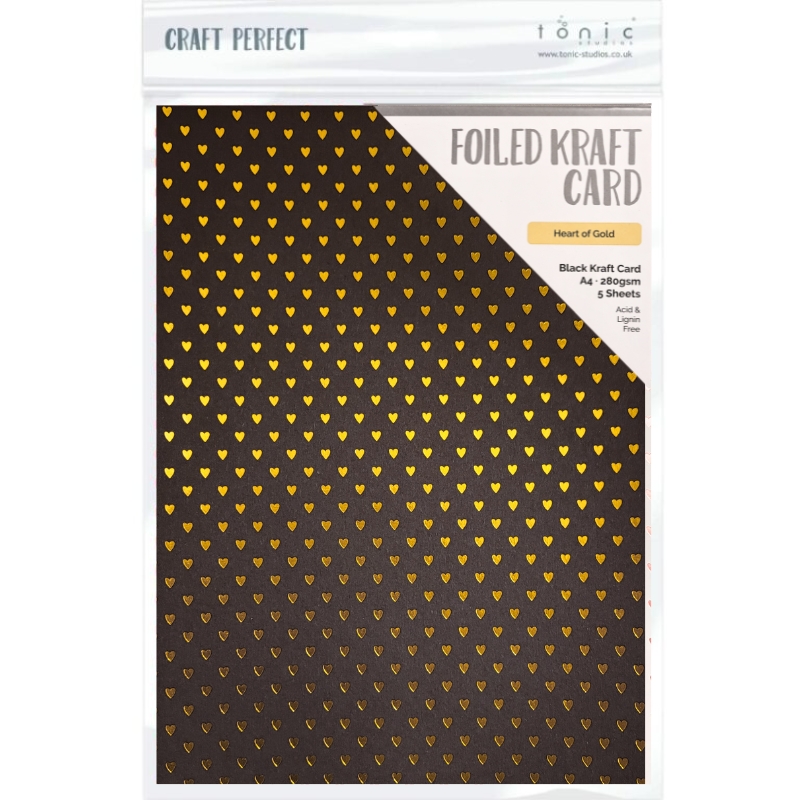 Tonic Studios Foiled Kraft Card Heart of Gold – Foilattu kartonki A4 (5kpl)