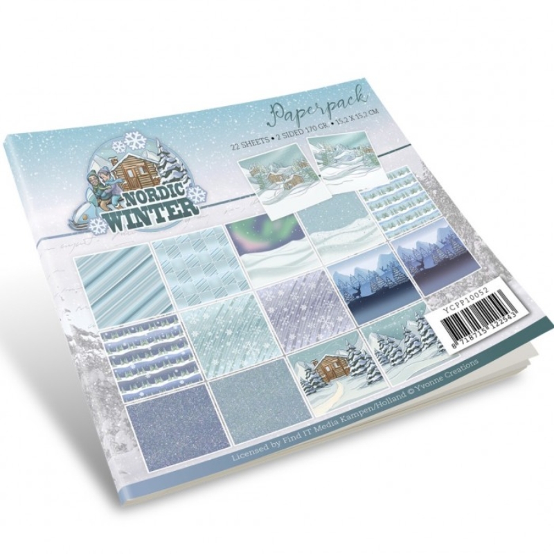 Yvonne Creations Paper Pack – Nordic Winter paperilehtiö 15 x 15 cm
