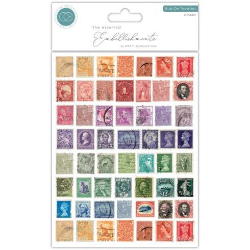 Craft Consortium Rub on Transfers Used Stamps siirtokuvat 2 kpl 1