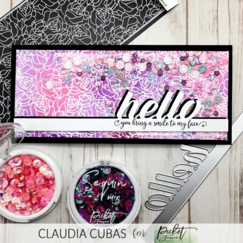 Picket Fence Studios Stencil Slimline Roses Lines sapluuna8
