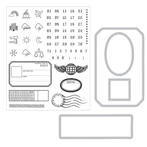 Sizzix 49 and Market Stamps w Framelits leimasin ja stanssi – Globetrotters Mark 624 kpl 2