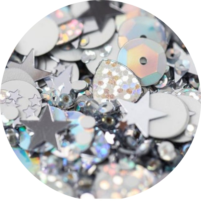 Sizzix Sequins & Beads – SILVER MIX paljetti ja helmisekoitus (5 kpl) - Image 2