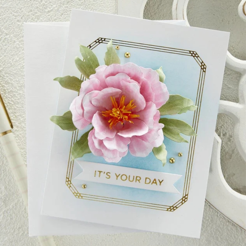 Spellbinders stanssi – The Poet's Garden DOUBLE AND SINGLE PEONIES - Image 4