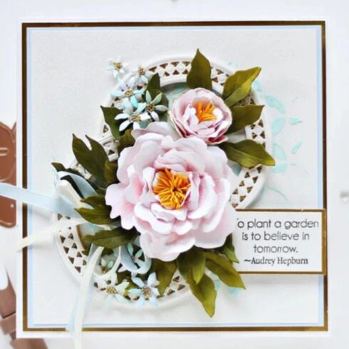 Spellbinders stanssi The Poets Garden DOUBLE AND SINGLE PEONIES 2