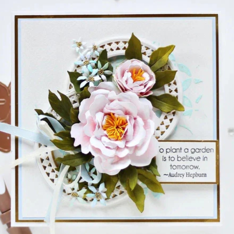 Spellbinders stanssi – The Poet's Garden DOUBLE AND SINGLE PEONIES - Image 5