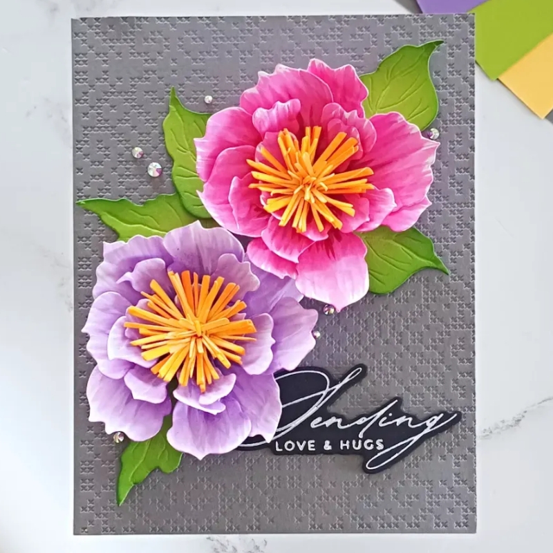 Spellbinders stanssi – The Poet's Garden DOUBLE AND SINGLE PEONIES - Image 6