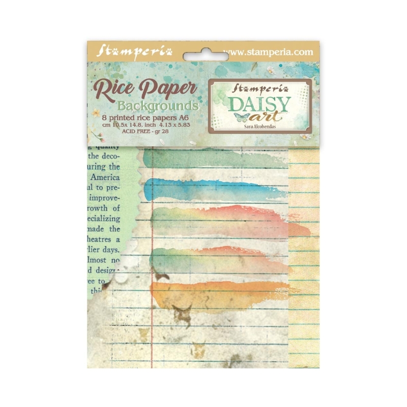 Stamperia Daisy Art Mini Rice Paper Backgrounds riisipaperi (8 kpl) A6