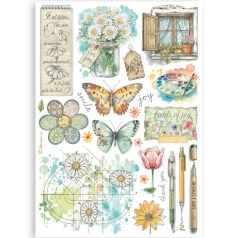 Stamperia Daisy Art Washi Pad 8 kpl A5 4