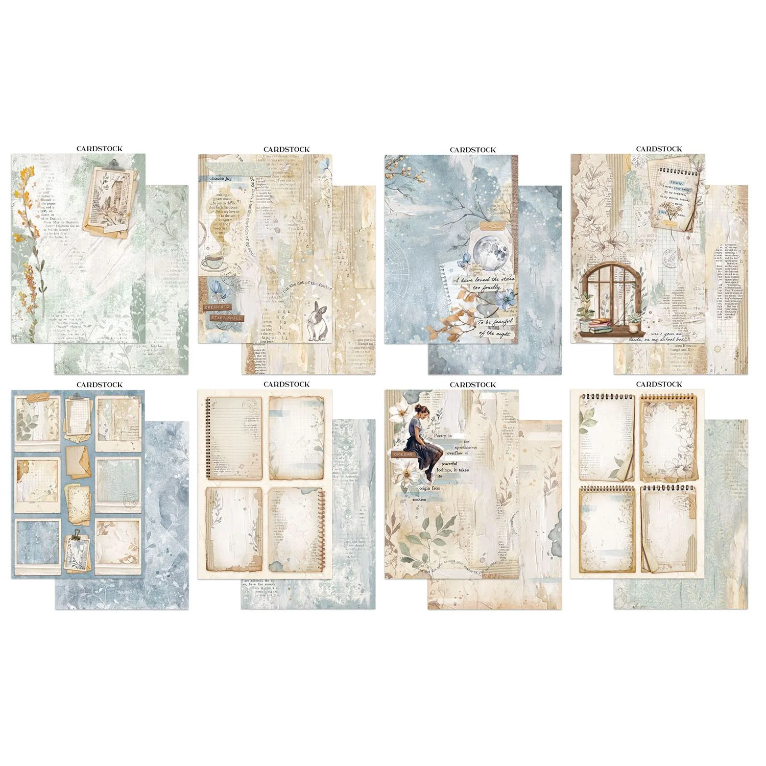 Stamperia – Secret Diary Junk Journal Stickers, Backgrounds, Cut-Outs lehtiö (16 kpl) A4 - Image 2