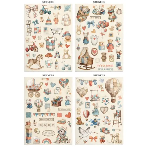 Stamperia – Baby Junk Journal Stickers Backgrounds Cut Outs lehtio