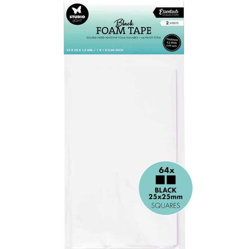 Studio Light Foam Tape Squares Black – Tarrapalat MAXI musta 1,5 mm XL