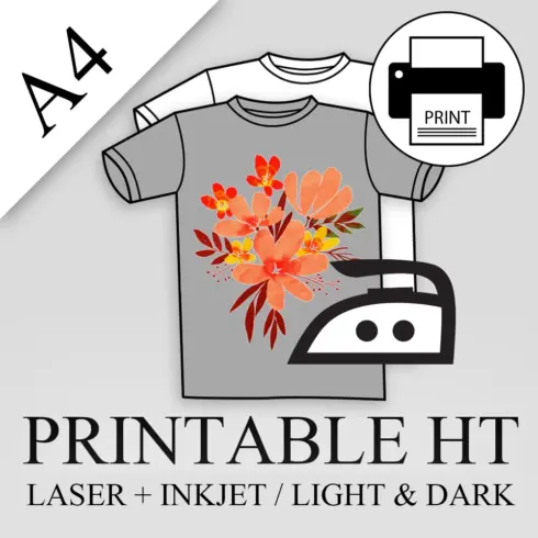 Tulostettava silityskalvo laser & mustesuihku tummille A4, 5 kpl