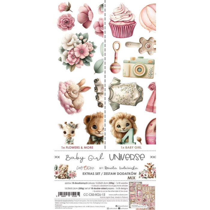 Craft O'Clock Baby Girl Universe Extras Set MIX leikekuvat 15 x 30 cm