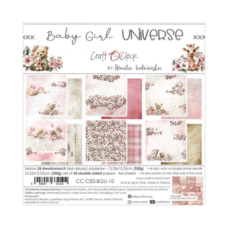 Craft O'Clock Baby Girl Universe paperilajitelma 15 x 15 cm