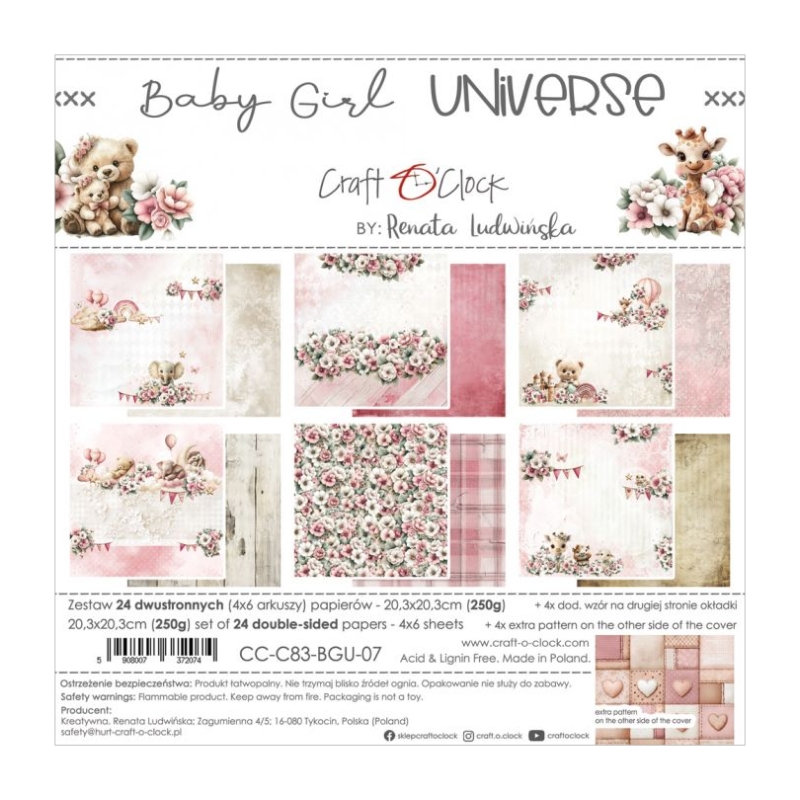 Craft O'Clock Baby Girl Universe paperilajitelma 20 x 20 cm