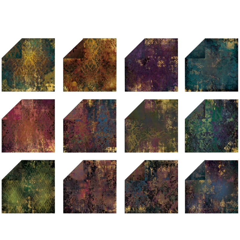Crafter's Companion Foiled Paper – Dark Distressed Damask paperilehtiö (kultafoilaus) 30 x 30 cm - Bild 2