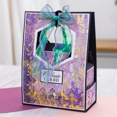 Crafters Companion Foiled Paper Light Distressed Damask paperilehtio kultafoilaus 30 x 30 cm 3