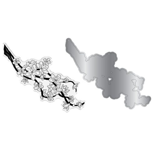 Crafters Companion Stamp and Die stanssi ja leimasin – Lunar Blooms CHERRY BLOSSOM 1