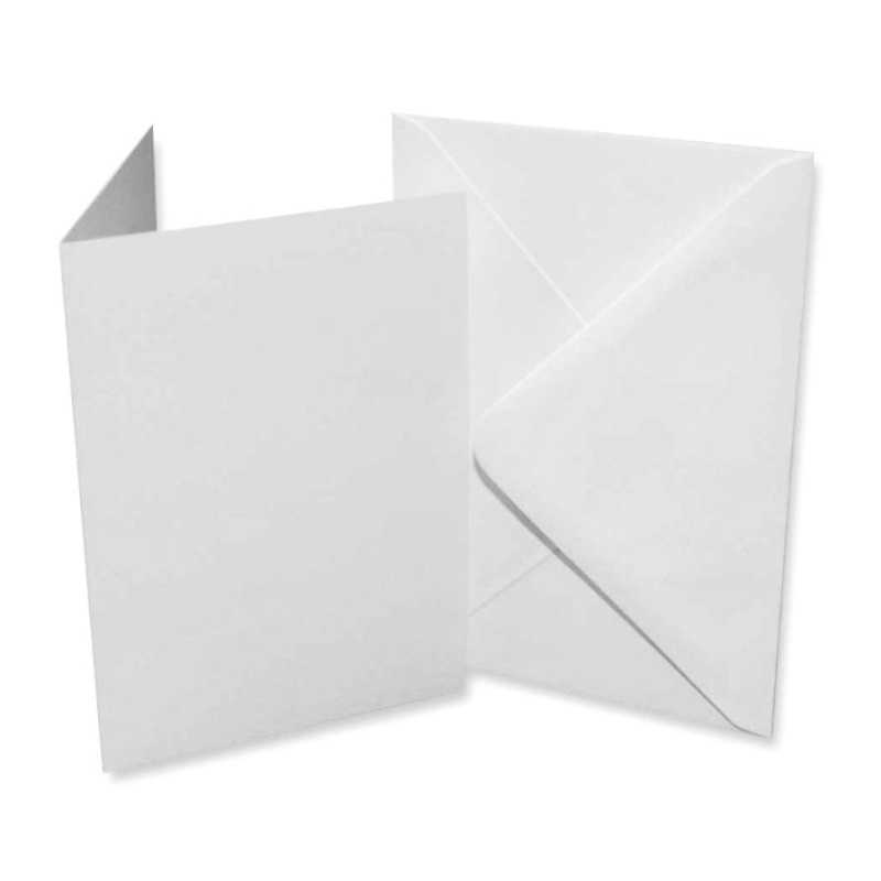 CraftUK A6 korttipohjat + kirjekuoret 10,5x14,8 cm valkoinen 50 kpl