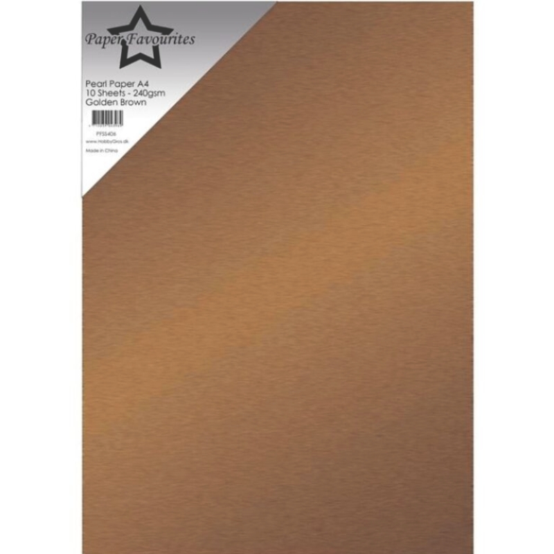 Paper Favourites Pearl Paper Card Gold Brown – Helmiäiskartonki A4 140gsm (10 kpl)