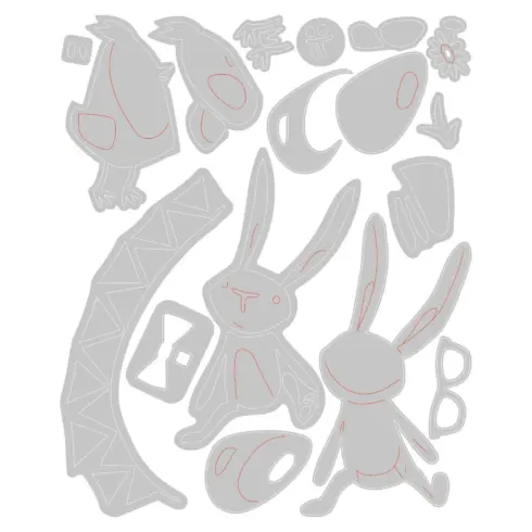 Sizzix Tim Holtz Thinlits stanssi – VAULT BUNNY CHICK2