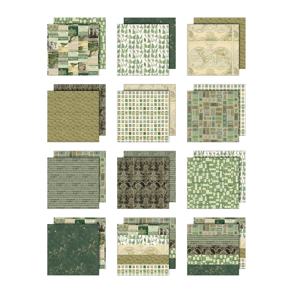Tim Holtz Idea-ology – Palette Collection Green paperilajitelma 20 x 20 cm - Image 2
