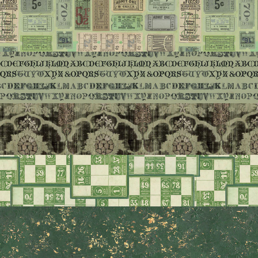 Tim Holtz Idea-ology – Palette Collection Green paperilajitelma 20 x 20 cm - Image 14