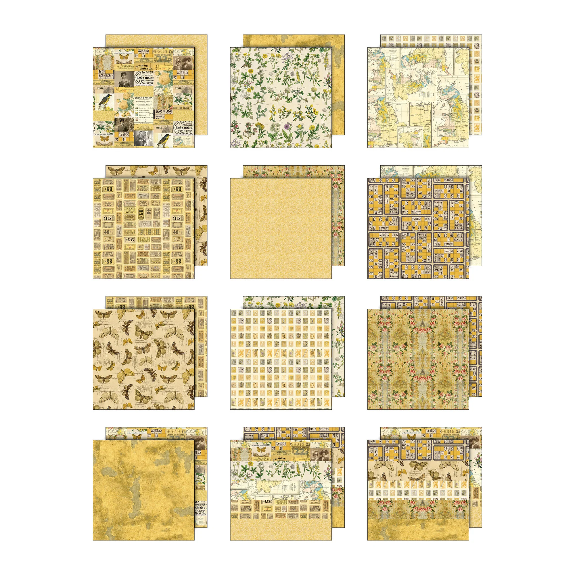 Tim Holtz Idea-ology – Palette Collection Yellow paperilajitelma 30 x 30 cm - Image 2