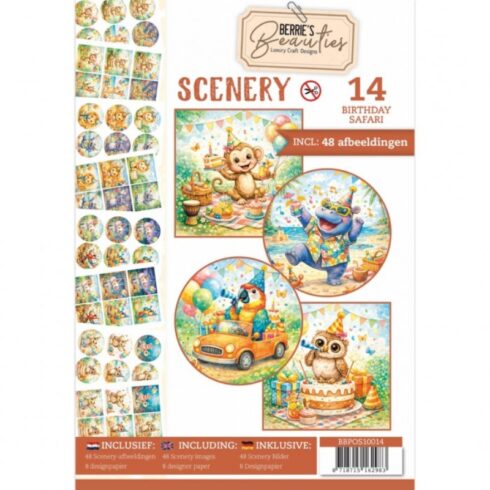 Berrie’s Beauties – Push-Out Book Scenery 14 Birthday Safari Korttikuvalehtiö (A4)