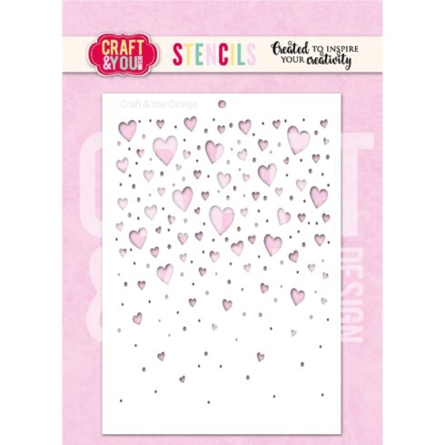 Craft & You Design Stencil Floating Heart sapluuna A6