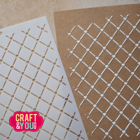 Craft You Design Stencil Heart Grid sapluuna