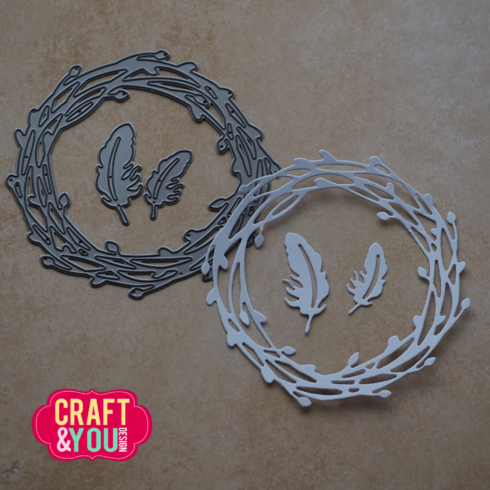Craft You Design stanssi WILLOW WREATH WITH FEATHERS